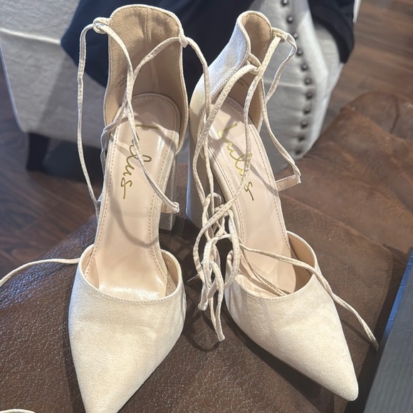 Lulus‎ Luna Elegant Cream Lace-Up Heels - Picture 2 of 8